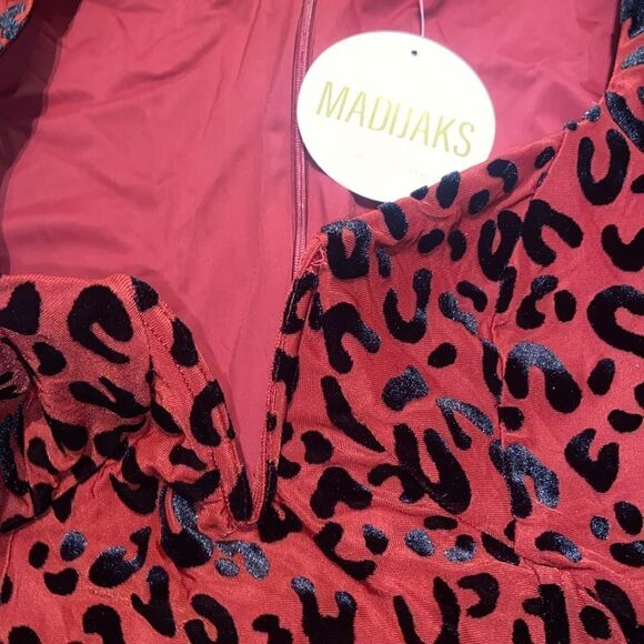 Burgundy Velvet Leopard Mini Dress Buddy Love Small - Picture 5 of 10